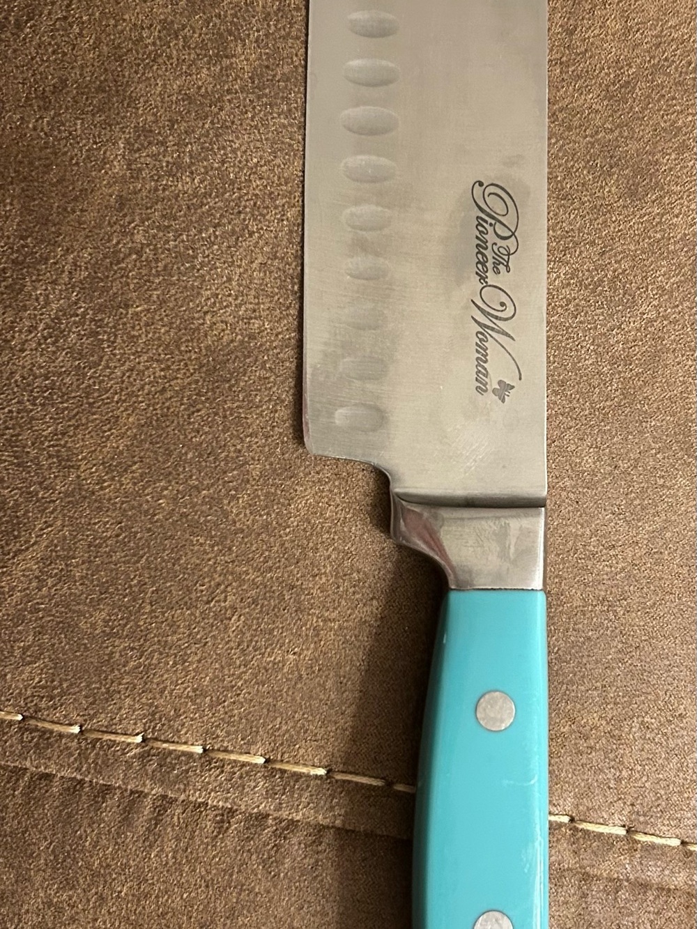 The Pioneer Woman Turquoise Nakiri Knife with Stainless Blade